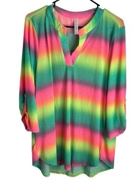 Scarlett Neon Rainbow Striped Top